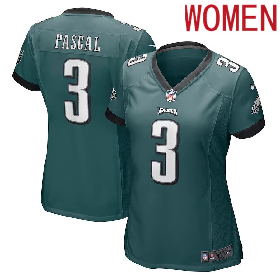 Women Philadelphia Eagles #3 Zach Pascal Nike Green Game NFL Jersey
